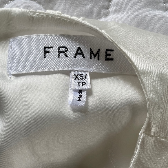 FRAME Silk Twist Front Top Off-White Satin Padded Shoulder Blouse XS - Picture 3 of 5